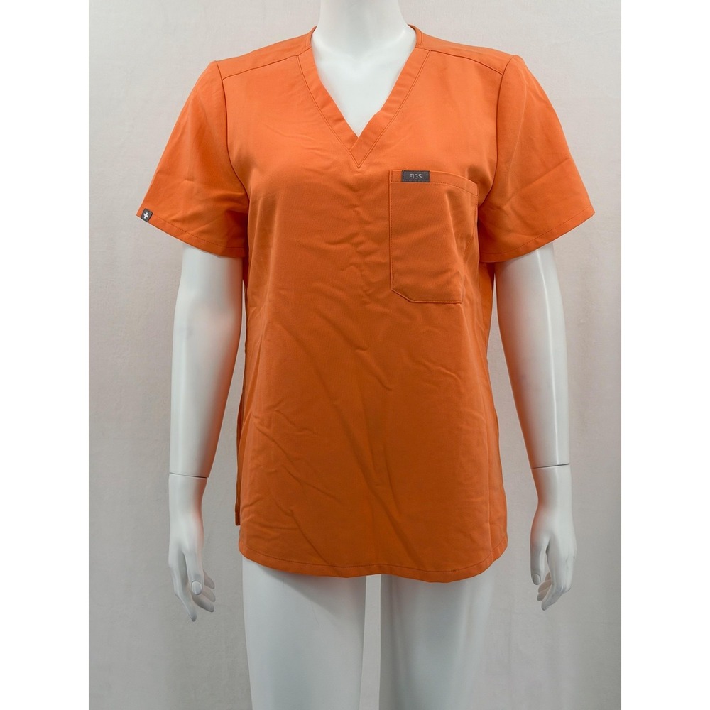 Figs Scrub Top Womens Medium Orange Catarina One Pocket Technical Collection Vet